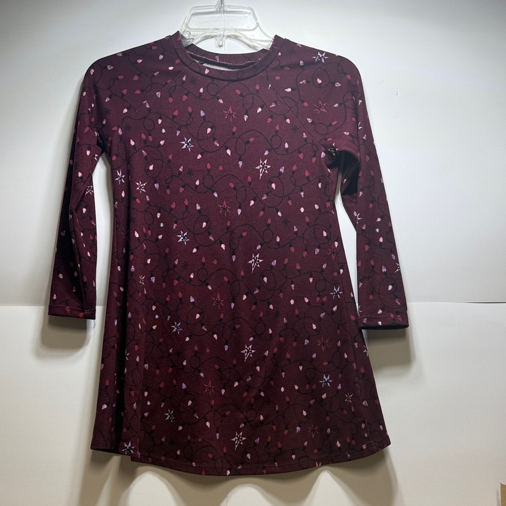 Maurices Maroon Kids Dress with Floral Accents